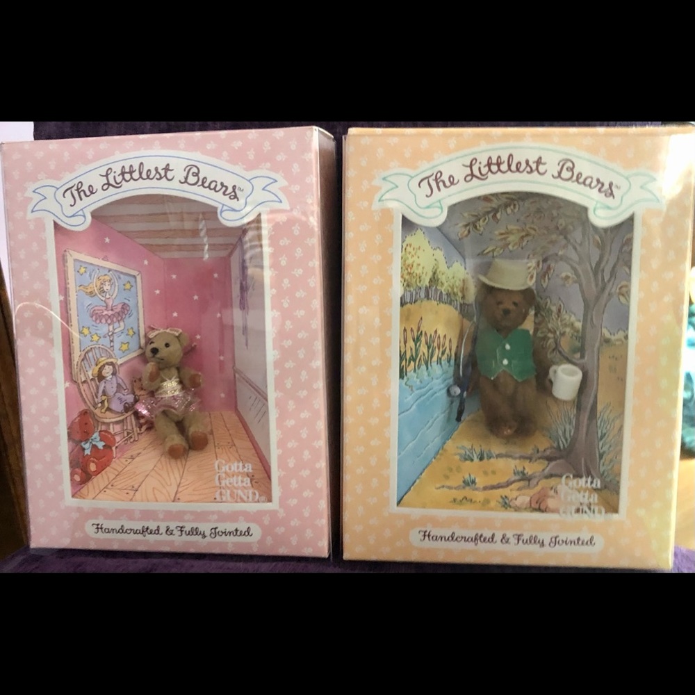 Vintage Gund The Littlest Bears.Set of Two NIB, Ballerina & Father.